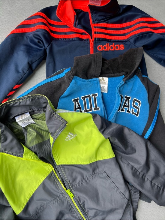 adidas Other - Lot of 3 adidas 4T Jackets: Navy/Orange & Gray/Lime Track Jkt, Blue/Black Hoodie